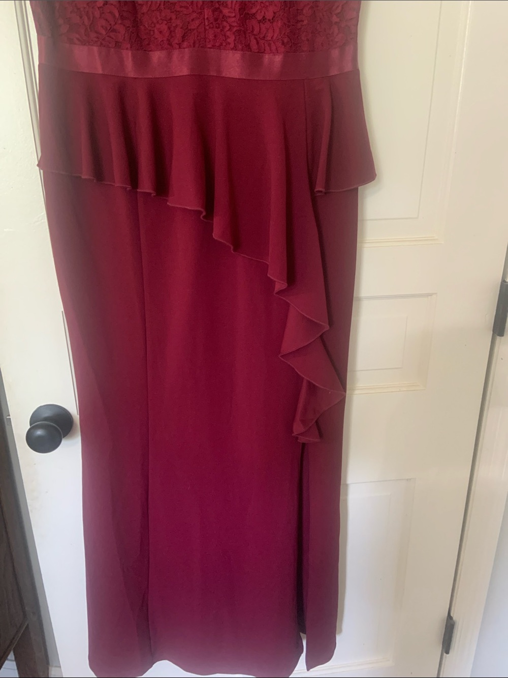 Miusol Burgundy Lace Peplum Maxi Dress - Picture 3 of 5